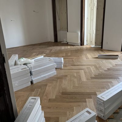 Parquet chevron - obra concluída em apartamento lisboeta