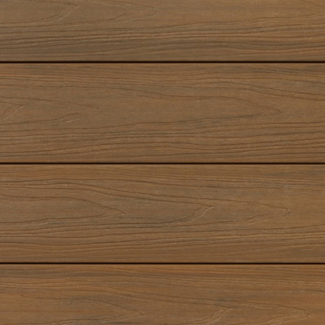 Deck Compósito Teak TRD007 - lâminas WPC com aparência real wood teak, perfil antiderrapante